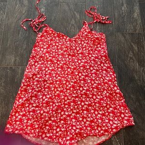 Red Floral Romper